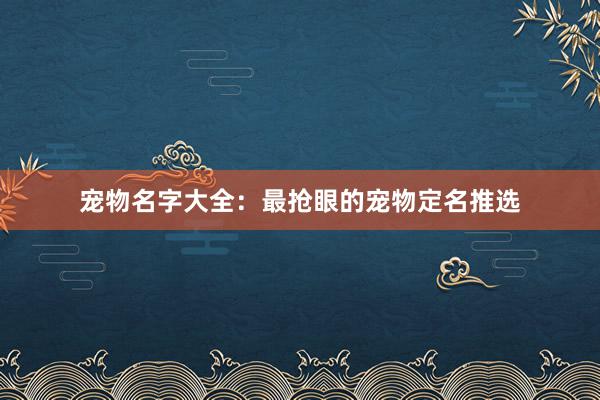 宠物名字大全:最抢眼的宠物定名推选